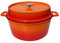 Grillfürst farbig emaillierter Dutch Oven ca. 9 Liter Fassungsvermögen - stabil stehender Gusseisentopf ohne Füße, orangefarbene kratzfeste Emaillierung, multifunktional, ca. 21 x 40,4 cm, DO9