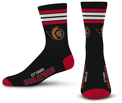 For Bare Feet Unisex 4 Streifen Deuce Crew-Socken, Teamfarbe, Large