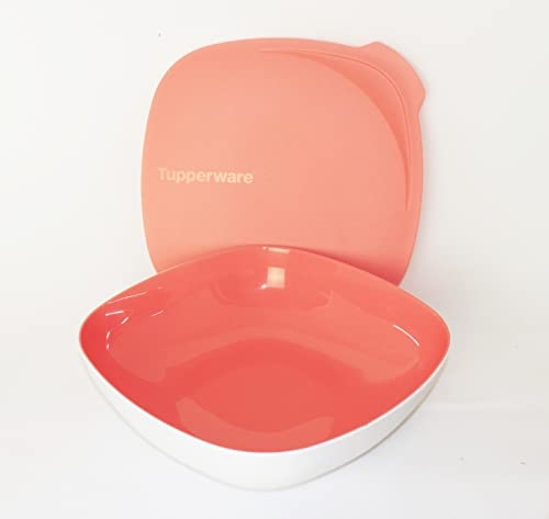 NEW TUPPERWARE Allegra 2,5L eckig Schüssel Servierschale Lachs Weiß + Trinkbecher blau/lila