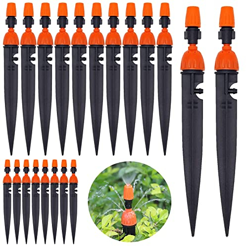 Tesmotor Tropfer Bewässerung Micro Flow Dripper Sprinkler 360 Grad verstellbar, Einstellbarer Bewässerungs Mit 8 Löchern für Pflanzen Tropfstrahler Gemüsegarten/Blumenbeet/Kräutergarten (20Stück)