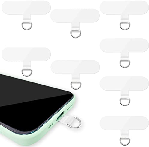 Phone Tether Tab,8 Pack,Universal Phone Lanyard Patch Without Adhesive, Cell Phone Replacement Pad Sticker Anti-Lost Attachment Hanging Metal Ring for Smartphone Mobile Safety Wrist Neck Strap,Oval