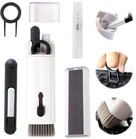 AWAVM 7 in 1 Keyboard Cleaning Brush Kit,Tastatur Reinigung,Multifunction Earphones Cleaner mit Tastenkappe Abzieher,für Airpods Earbuds Smartphone Reinigung Set (grau)