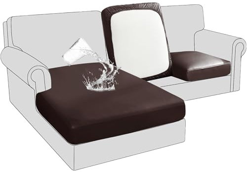 BXFUL Sofa Sitzkissenbezüge wasserdichte Leder Sofakissenbezüge Sofa Kissenbezüge Stretch Rückenlehnen Kissenbezug Couch Sofa Sitzbezug (Großer Chaise-Sitz,Braun)