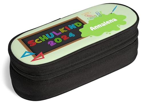 Geschenk zur Einschulung: Schlamper-Mäppchen mit Namen „Schulkind 2025“ (ungefüllt) Federmäppchen für Kinder Mädchen Jungen Stifte-Etui Schulmäppchen Einschulungs-Geschenke (Schulkind, Tafel)