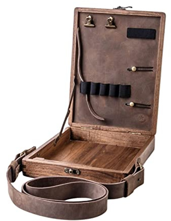 Pekoluta Bolso madera para escritores - Caja madera A5 para guardar herramientas y pinceles artista | Caja madera para guardar herramientas pintura y pinceles para esbozar al