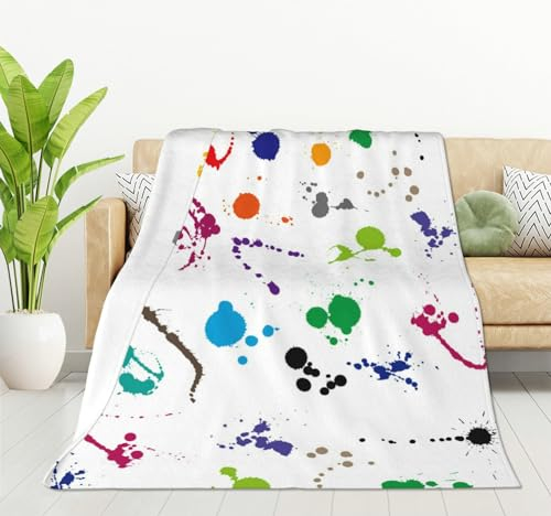 HGOD DESIGNS Bunte Decke, abstrakte Farbspritzer, Dekordecken, weich, warm, Überwurf für Frauen und Mädchen, Geburtstag, Dekoration für Zuhause, Wohnzimmer, 130 x 150 cm