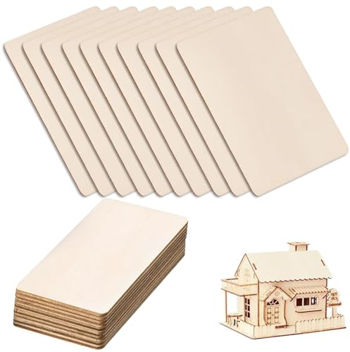 sinzau Lot de 20 plaques rectangulaires en bois non traité - 10 x 20 cm - Plaque de contreplaqué - 2,5 mm d'épaisseur - Pour art, panneau, ornements ou comme décoration, artisanat, bricolage