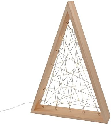 IC Winterworld LED Stern oder Tanne aus FSC Holz mit Lichterkette beleuchtet | 60 warm-weiße Lichter | Moderne Weihnachtsdeko zum hinstellen | batteriebetrieben | Timer (Tanne)