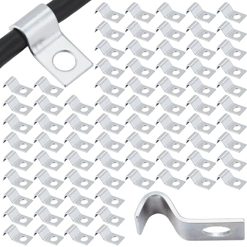 Yaocom 100 Pcs 1/4 Inch Silver Cable Clamps Wire Clips for Outdoors