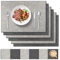 Tischsets Abwaschbar Leder und Untersetzer 6 Set, Doppelseitigen Platzset Abwaschbar und Wasserdicht Platzdeckchen Leder Kunstleder Tischset Lederoptik Platzset (Grau Schwarz)