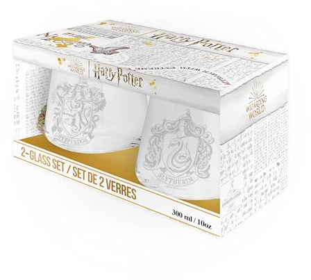 HARRY POTTER 2 Glass Set Gryffindor & Slytherin