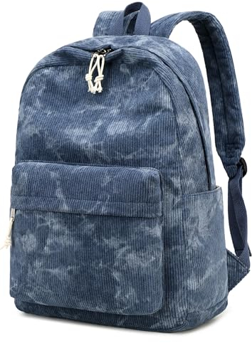 Schulrucksack für Teenager, groß, aus Kord, Büchertasche, leicht, für Mädchen und Jungen, leger, 17 Zoll (43,2 cm), Laptop-Reisetasche, Blau, 17 inch, Classic