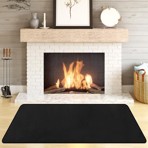 Hearth Rugs Fireproof, Fireplace Rug, Fireplace Mat, Fireplace Rugs Fire Resistant, 135 x75 cm, Heated Floor Mat for Outdoor BBQ Grills, Fire Pits, Smokers, Woodstoves