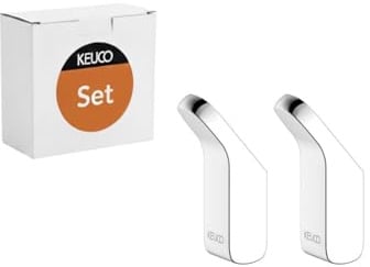 Keuco Moll Handtuchhaken, 2 Stück, Metall, verchromt | für Handtücher und Bademäntel, inkl. Schrauben und Dübel, Wandhaken zum Bohren
