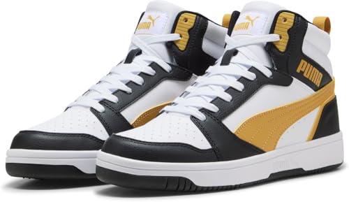 PUMA Unisex Rebound V6 Sneaker, White-Archive Gold Black, 37.5 EU