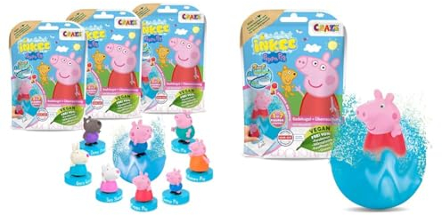 INKEE SURPRISE - 3er Set Peppa Pig Badekugeln Kinder mit Überraschung & INKEE SURPRISE - Peppa Pig Badekugeln Kinder mit Überraschung Peppa Wutz Spielzeug für die Badewanne - Badezusatz Kinder