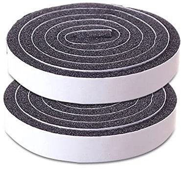 IWOMA 2 rollos de tiras de sellado para puertas y ventanas, a prueba de sonido, cinta aislante de espuma para puerta, burlete de puerta, goma para debajo de la puerta, color negro