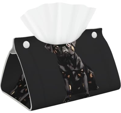 Taschentuchbox mit niedlichem Mops-Motiv, wasserdicht, rechteckig, Leder, kreative, stilvolle Heimdekoration und ordentliche Toilettenpapier-Aufbewahrungsbox