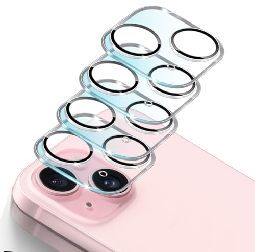 KEKBOXQ Kameraschutz für iPhone 15 und iPhone 15 Plus [4 Stück], 9H Kameraschutz Folie, Kamera Folie Transparent, Anti-Kratzer,Blasenfrei Härte Glas, Ultra HD-Clear