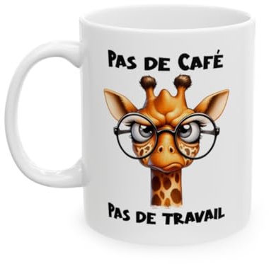 Jm-Déco Mug Pas de Café Pas de travail - Idée cadeau - Tasse en céramique - Humour Sympa Fun