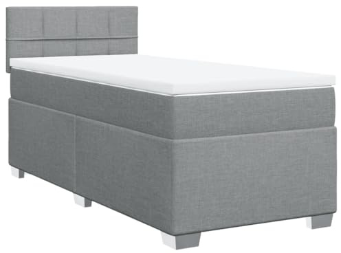 vidaXL Boxspringbett mit Matratze Hellgrau 100x200 cm Stoff