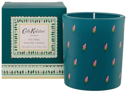 Cath Kidston Home Fragrance | Fig Tree Glass Scented Candle 180g Dark Green | Travel Size & Vegan Friendly | Beauty Gift for Her | Christmas Stocking Filler
