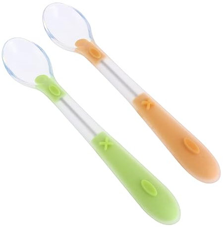 CATIEBYE 2stücke Silikonlöffel Für Junge Mädchen Weiche -freie Utensilien Für Sicheres Für Zuhause Und Unterwegs Ergonomisches Design Farbenfroh Spülmaschinenfest