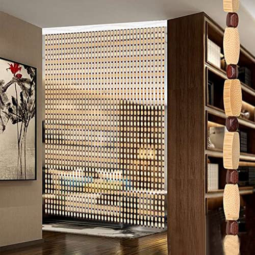 Bead Curtain,Bamboo Beaded Door Curtain ,Beaded Curtain For Doorways Hanging Wooden Beaded Door Curtain Screen,Room Divider Wood String Bead Curtain,Entrance Partition Curtain for Closets Doorways Liv