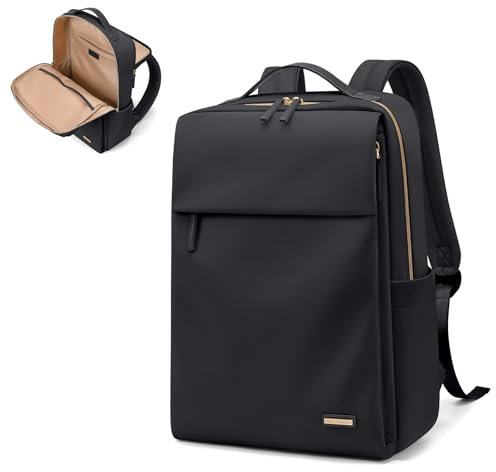 Rucksack Damen Laptop Reise Schulrucksack 15.6 Zoll mit Laptopfach, Wasserdicht Multifunktionaler Lässiger Tagesrucksack, Schultaschen Arbeitstasche Lehrertasche für Uni Büro (Schwarz)