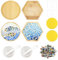 WACH AUF 4 Pièces Sous-Verre Mosaïque Kit avec 250g Pierres Colorées Mélangées + 2 Bols + 2 Cuillères + 2 éponges + 4 Paires Gants, DIY Mosaïque Dessous Verre Kit d'artisanat sous-verre pour Plateau