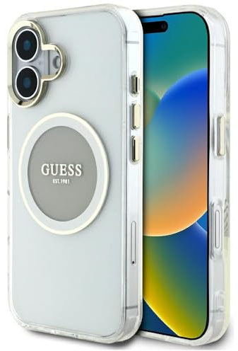 CG MOBILE Guess IML Metal Colored Circle Classic Logo kompatibel mit MagSafe für iPhone 16 (Grau)