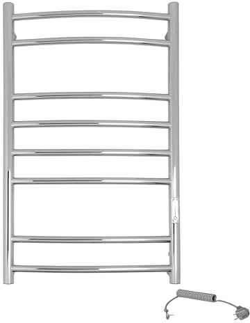 Elna Handtuchheizung Edelstahl 304 – Elektrischer Heizkörper Bad 109W – Chrom Wandheizung – Kompakter Handtuchtrockner IP44 – Mit Thermostat & 3h Timer – Energiesparend