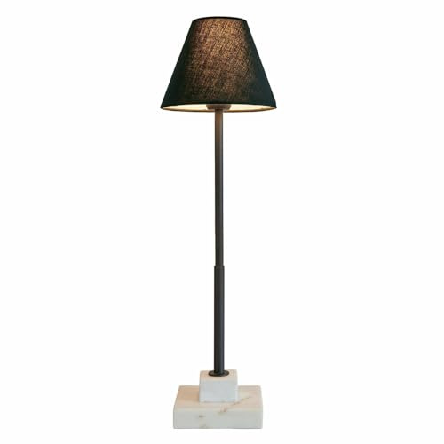 LOBERON Tischlampe Orvienne ,  schwarz/weiß | stilvolles Interieur, Unikat-Marmorfuß, Matt texturiertes Eisengestell, Schirm aus Baumwolle