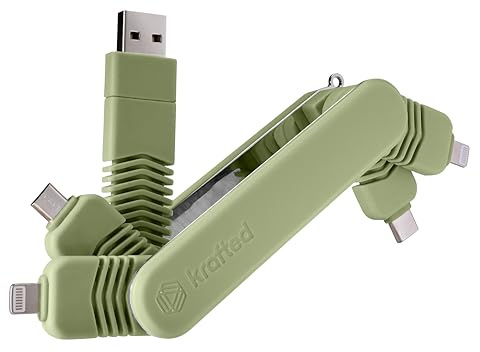 Krafted Connex Multi Cable Adaptor Hub – Compact USB-C PD Charging & Data Transfer Cable with Multiple Connectors – Fast Charging Hub for Smartphones, Tablets, Smartwatches & Accessoriea