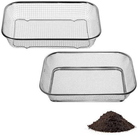 Zourglow 2 Pezzi Setaccio da Giardino, Acciaio Inox Setaccio da Giardino | DotatoØ 3,1, 5,7 mm, Metallo Setaccio per Terriccio, Pellet, Compost, Sementi, Sabbia
