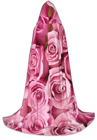 Jkkghll Umhang mit rosa Rosen-Druck, Cosplay, für Festivals, Karneval, Zauberer-Kostüm, Outdoor-Events