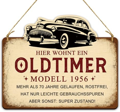 Perfekte Geschenk 70 Geburtstag Mann, 1956 Jahrgang - Witziges Oldtimer Holzschild, Lustige Geschenk & Deko zum 70 Geburtstag Mann