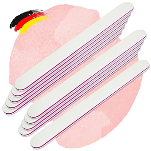 ND24 NailDesign® Nagelfeilen für Gelnägel und Naturnägel 10er Set – Feine 100/180 Profi Feilen für Nägel – Hochwertige Feile für Nageldesign & Modellage – Professionelle Nagel Feilen gerade