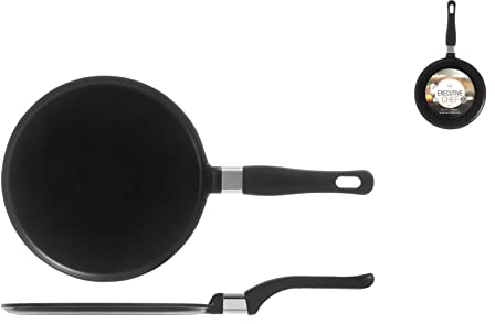 Home Granchef Crepiera Antiaderente con Manico, Alluminio, Nero, 28 cm