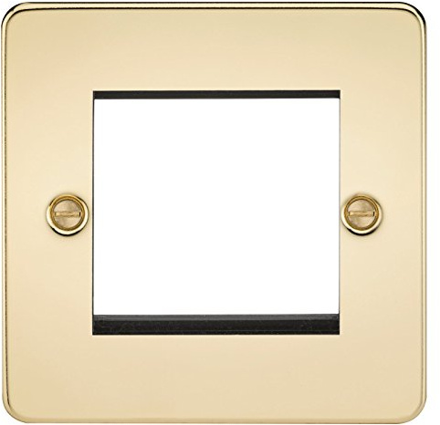 Knightsbridge FP2GPB Flat Plate Modular Faceplate, Polished Brass, 2G