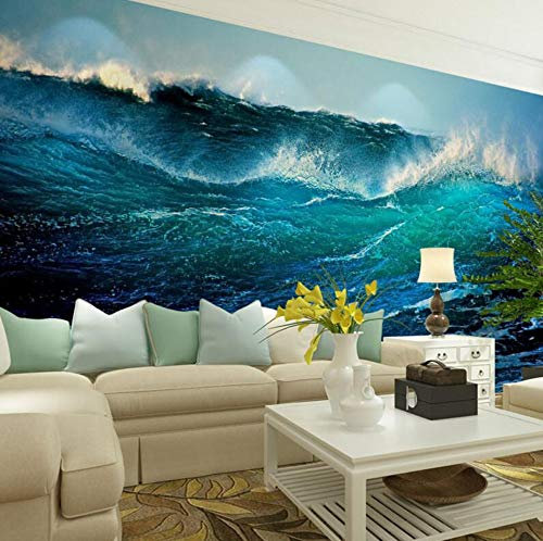 Le papier peint 3D de décor à la maison de vagues d'océan bleu pour le salon chambre 3D papiers peints de mur de paysage de décor à la maison, 200 × 150Cm