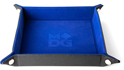 FanRoll by Metallic Dice Games - Bandeja plegable de terciopelo para dados con respaldo de piel sintética: azul, accesorios de dados para juegos de rol para Calabozos y Dragones