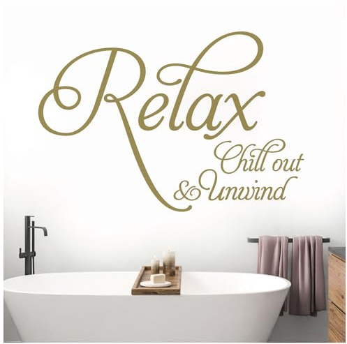 Wandtattoo Relax, Chill Out, Unwind, goldfarben