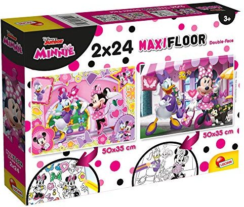 Liscianigiochi 86597 Disney Supermaxi 2 x 24 Minnie Puzzle für Kinder, Mehrfarbig