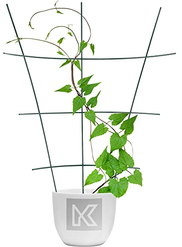 KADAX Blumengitter aus Stahl, 3er Set, Rankgitter, Rankhilfe für Kletterpflanzen, Pflanzenstielstütze, Blumenstütze, Gitterspalier, Pflanzengitter (36 x 42 cm)