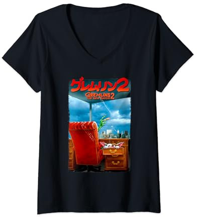 Gremlins 2 Poster T-Shirt mit V-Ausschnitt