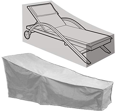 LOHU Gartenliege Abdeckung,Gartenliege Abdeckplane Abdeckhaube Für Sonnenliege Schutzhülle Für Deckchair, Liegestuhl, 210D Oxford Sonnenliege Schutzhülle,Grau,208 * 76 * 41/79cm