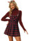 Allegra K Salopette da Donna a Quadri, con Bretelle Regolabili, Rosso, Blu, M