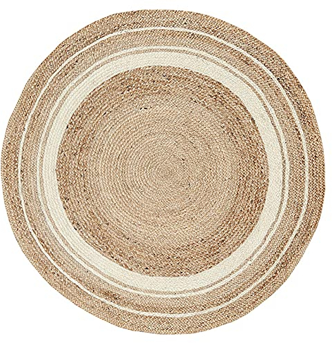 ZWLI Teppich Jute rutschfeste Runde Wohnzimmer Schlafzimmer Teppich,100-200cm