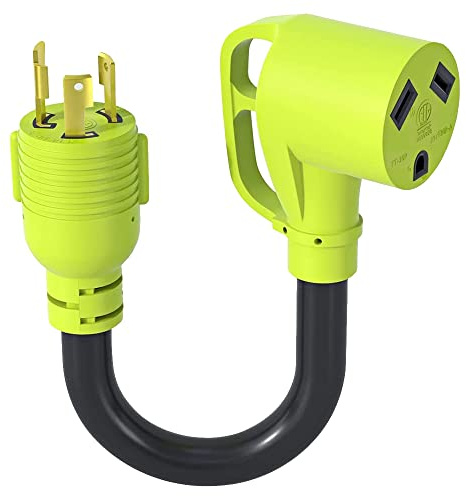 AOWEITOUR Adaptateur générateur de véhicule récréatif à 3 Broches 30 A, Prise mâle NEMA L5-30P à Verrouillage torsadé vers NEMA TT-30R Femelle, équipement extérieur adapté pour Camping-Car, remorque